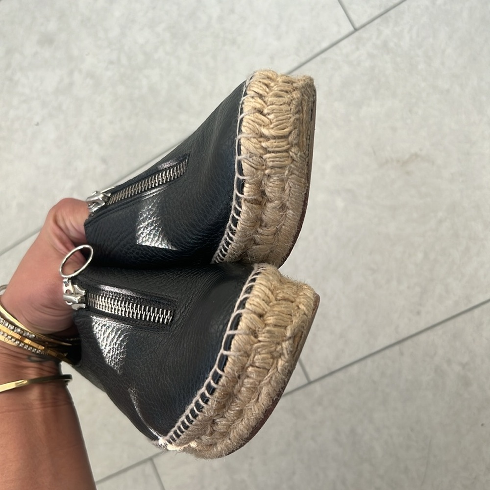 Alexander Wang Black Leather Espadrille Slip-On with Front Zipper - Picture 6 of 6